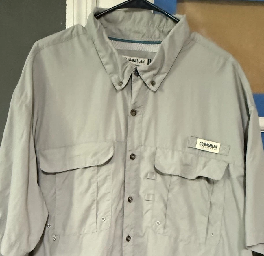 Magellan Mens Sz 2XL Fish Gear Short Sleeve Vented Button Down Shirt Relaxed Fit - Image 4 of 4