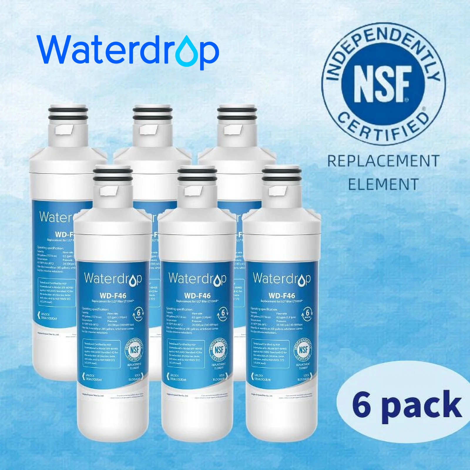 Waterdrop Refrigerator Water Filter, Replacement for LG&reg; LT