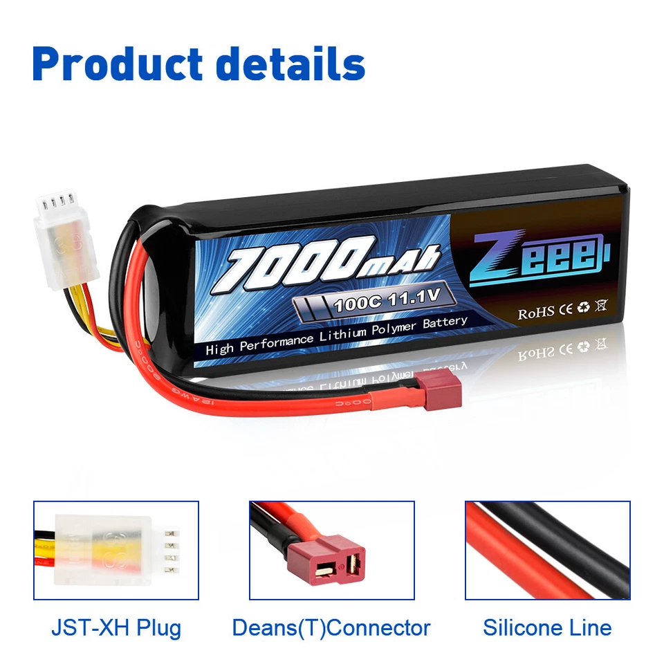 Zeee 3S Lipo Akku Batterie Deans 11,1V 7000mAh 100C für RC Auto Flugzeug Boat - Bild 4 von 4