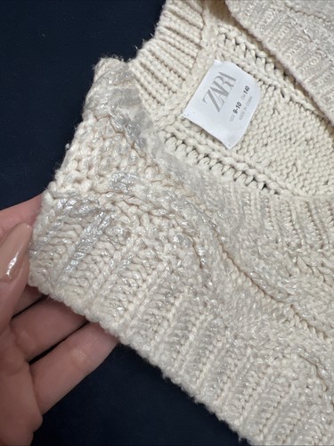 Zara Girls Ecru Foil Knit Vest Size 9-10 - Picture 6 of 12