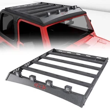 Black Steel Roof Cargo Rack w/ LED Light For 1997-2006 Jeep Wrangler TJ Hardtop