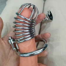 BDSM Male Stainless Steel Chastity Cage Belt Device Belt Locking Restraint