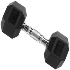 Rubber Encased Hex Dumbbell Strength Training Fitness Home Workout 20Lbs Single