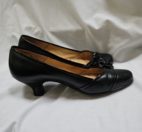 Sofft Damen Pumps schwarz Leder niedriger Absatz eleganter Schuh Blume Größe 8 - Bild 6 von 10