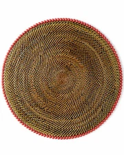 CALAISIO, SET OF 4, WOVEN ROUND BEAD-RIMMED PLACE MATS, SALMON