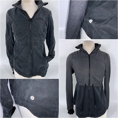 Lululemon Reversible Jacket Sz 6 Gray Stretch Full Zip Dance Studio YGI L2-174