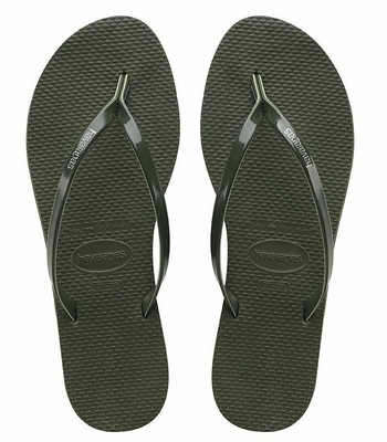 khaki green flip flops