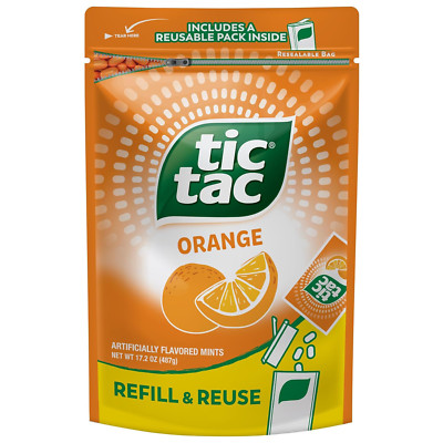 Bulk Resealable Refill Bag, Orange Flavored Mints, On-The-Go Refreshment, Includ