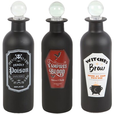 Deko Schwarz Glas Trank Gift Hexen Brau Flasche Flaschen Gothic Stopfen
