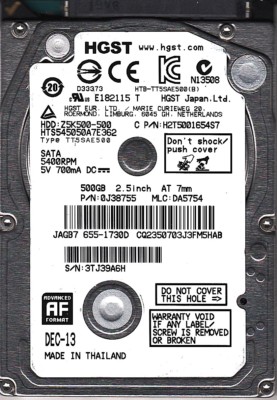 FOR DATA RECOVERY HTS545050A7E362 0J38755 DA5754 655-1730D 2.5 BAD SECTOR 7421