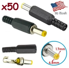 50-Pack 4.8x1.7mm *11 Male Solder DC Power Barrel Tip Plug Straight Connectors