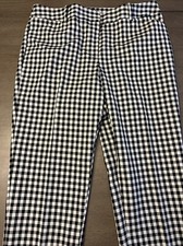TALBOTS SZ 10 Womens Black  White Checkered Cotton Pants Hampshire Ankle Curvy