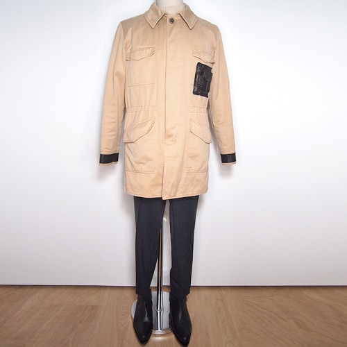 Ermanno Scervino Trench Coat Jacket Beige Satin Cotton Mens Size IT 48 US 38