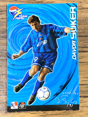 Team Pepsi 2002 FIFA World Cup Soccer Card Davor Suker Pizza Hat