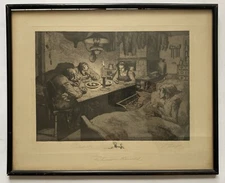 Antique 1913 Ferdinand Staeger Signed Etching Print Tonbediente Social Realism