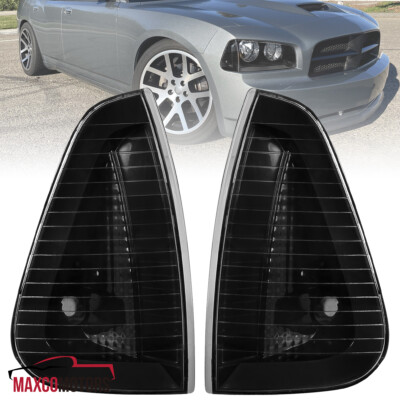 Black Corner Lights Fits 2006-2010 Dodge Charger Signal Pair Replacement Lamps