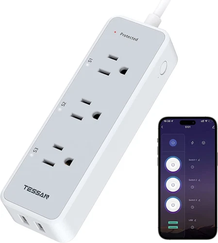 Smart Power Strip Surge Protector with 3 Individually Remote Controlled Outlet