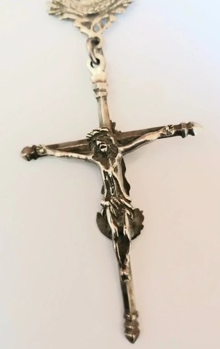 Antique 17th Century Rare Spanish Empire Silver Religious Necklace Pendant Cross - Picture 5 of 17