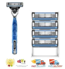 4 Gillette Mach 3 Razor Cartridges Blades Refills Shaver Handle Fit Mach3 Turbo