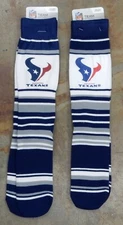 2 Pack NFL Houston Texans Socks Gift Set One Size MAS Stripes Dress White Blue