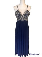 Cocktail Prom Formal Sequin Full Length DRESS ROYAL BLUE SZ 3 200 Read