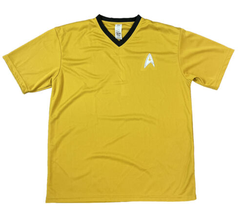 Kellogg’s Promo Star Trek Captain Kirk V Neck Shirt Men's XL Yellow Cosplay - Picture 1 of 5