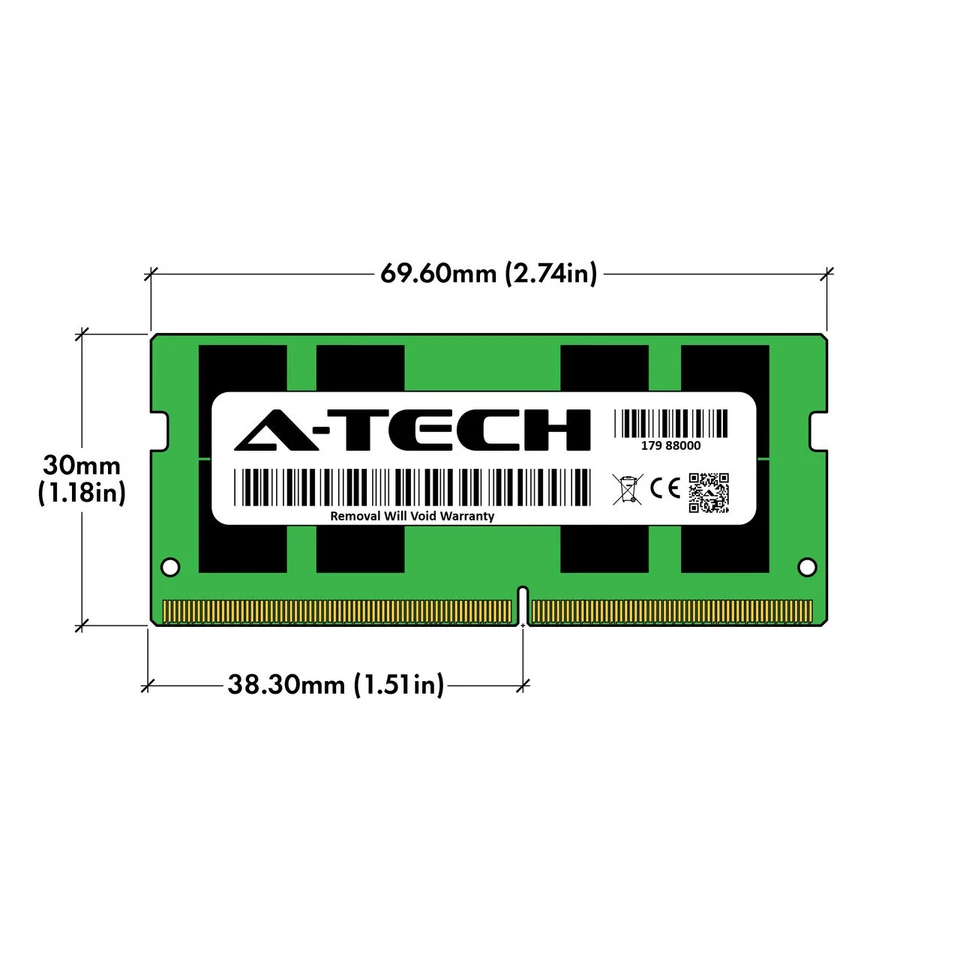 A-Tech 64GB (2x32GB) DDR4 3200 MHz SODIMM PC4-25600 (PC4-3200AA) CL22 2Rx8 Non-E - Image 2 of 4