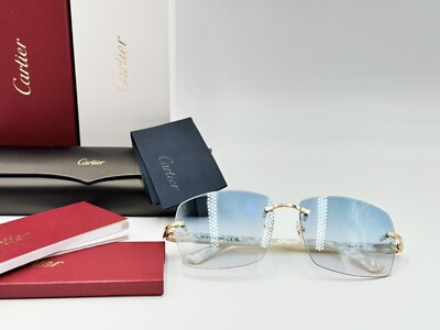 Cartier Rimless Composite Pearly Gold Ref. CT0056O 100% Genuine