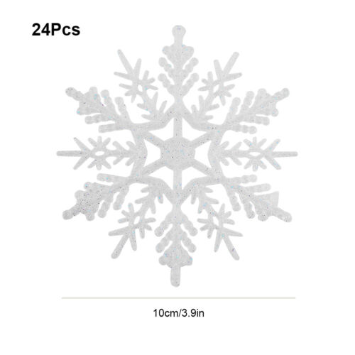 Fiocchi di Neve Luminosi 10 cm 24 Pezzi Fiocchi di Neve Invernali Decorazione Fiocchi di Neve per K - Foto 9 di 15
