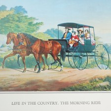 Currier  Ives Vtg Print Life In The Country Morning Ride Horse Lithograph Art