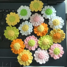 16pcs Handmade Crochet Daisy Flower Sewing Knit Applique Embellishment Decor