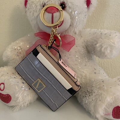Victoria's Secret keychain Coin card case wallet V Gold Logo