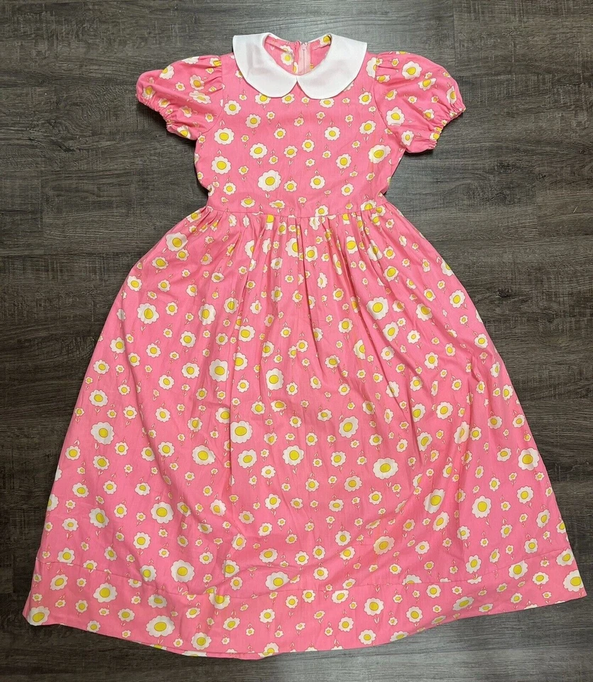 Maxi Vestido Retro Vintage Años 70 Niña Niños Brillante Floral Mod Foto 2 de 4