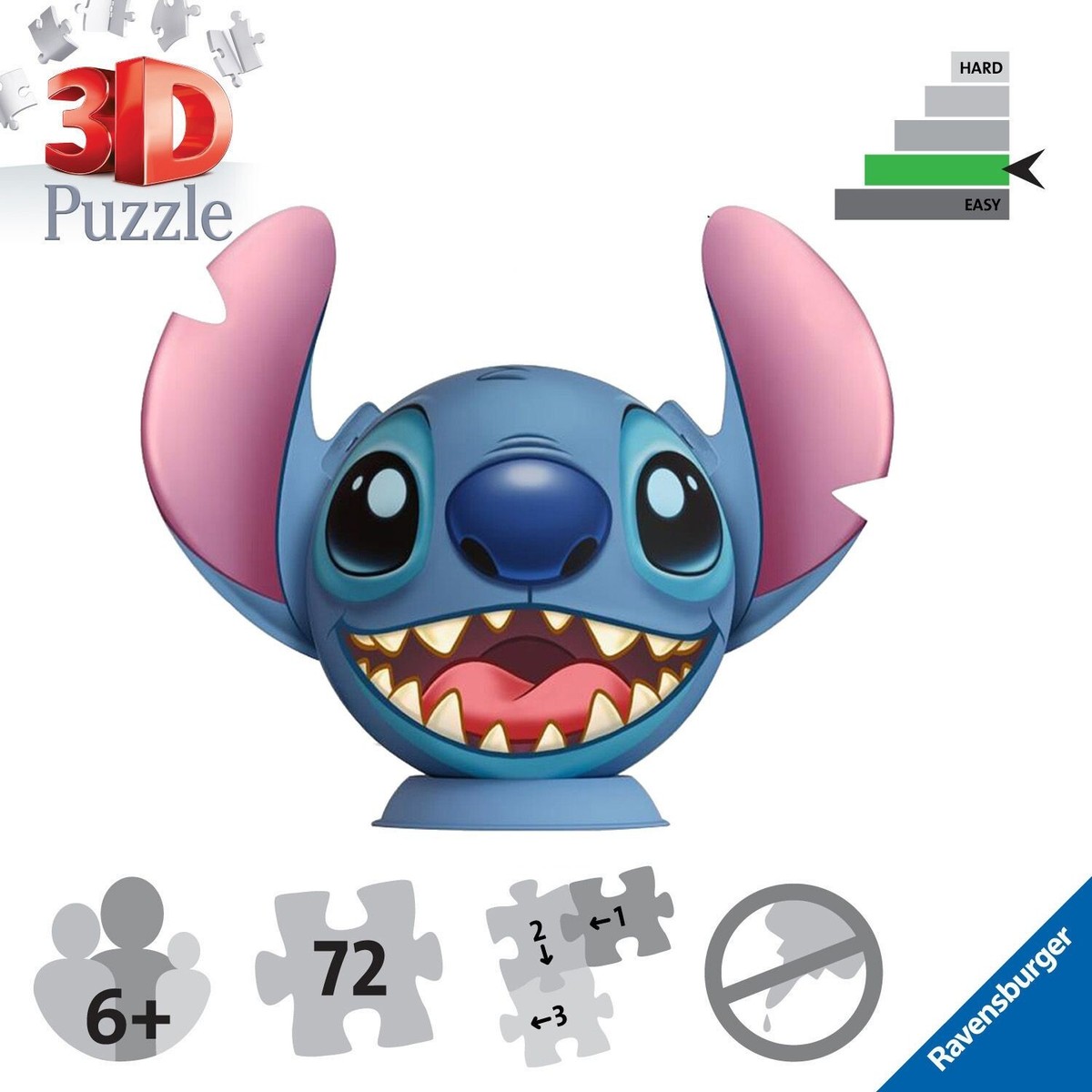 Ravensburger Disney Stitch with Ears 72 Piece 3D Puzzle Ball **BRAND NEW**