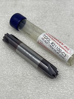 .100  x 5° Harvey Tool Carbide Corner Rounding End Mill, 4 Flute, Double End