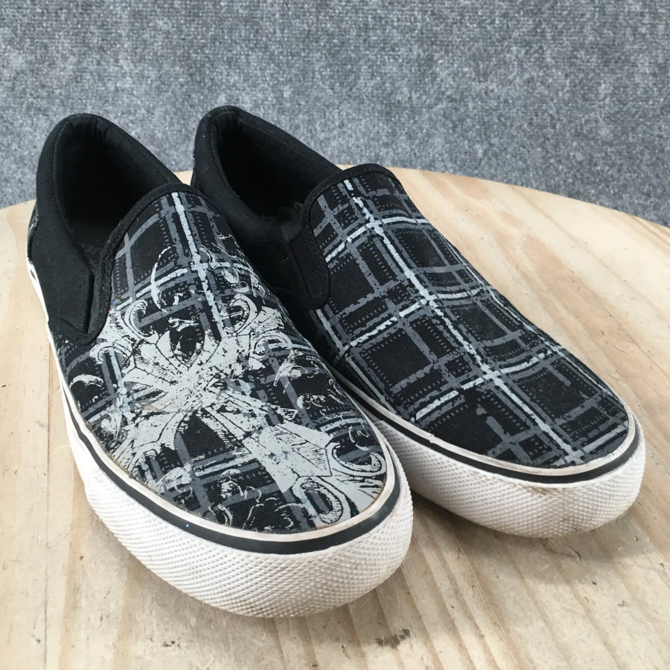 Tênis Draven Masculino 8 M Slip On Cinza Xadrez Lona Conforto Casual Top Baixo - Imagem 3 de 4