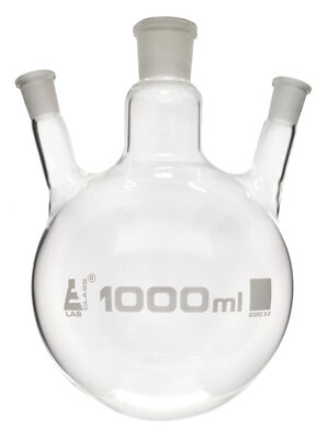 Distillation Flask, 3 Necks, 1000ml Capacity, 24/29 and 19/26 Sockets-Eisco Labs