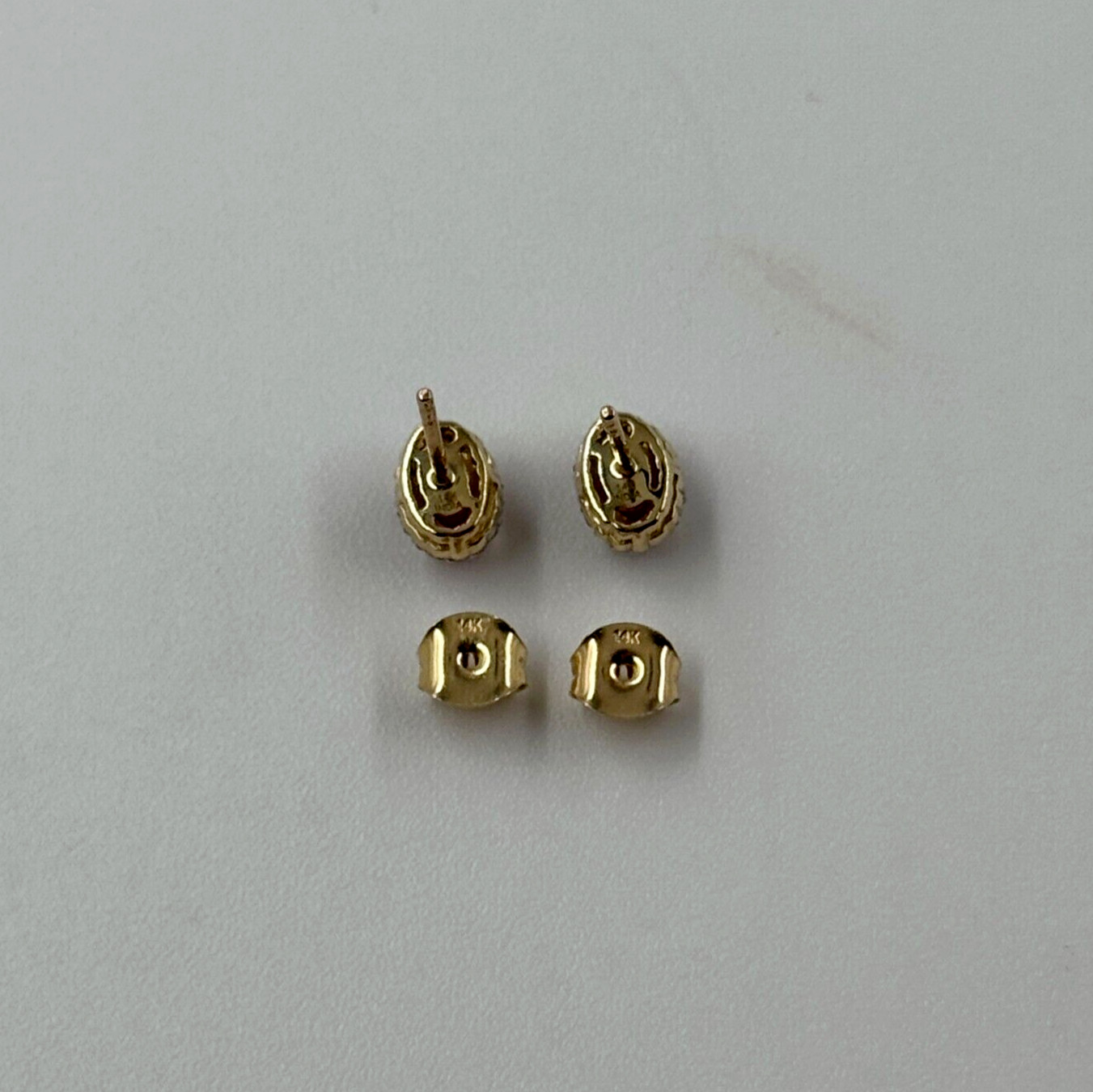 14K Solid Yellow Gold Oval Ruby & Diamond Halo St… - image 11