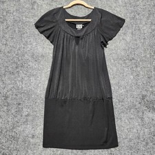 Love Tease Dress Womens Medium Black Short Cap Sleeve Shiny Stretch Mini Short