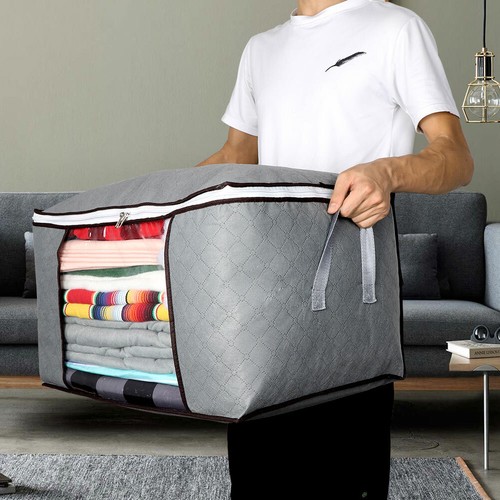US Large Anti Dust Clothes Storage Bag Quilt Blanket Storage Sort Home Organizer - Picture 7 of 12