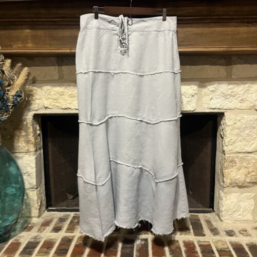 Cabi Light Gray Linen Maxi Skirt Size M