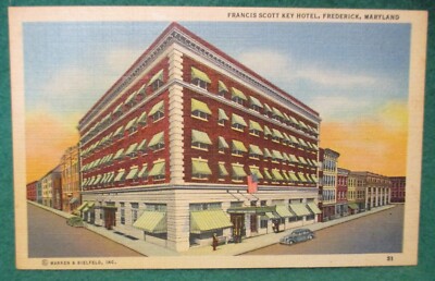 Estate Sale ~Vintage Advertising Postcard- Francis Scott Key Hotel, Frederick,MD