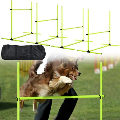 MARKENLOS Hunde Agility Set Hürdenset Training Haustiere mit Tasche Höhenverstellbar Neu