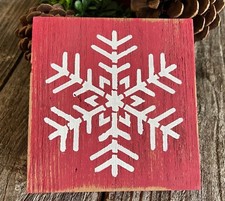 Farmhouse Country Christmas Decor Rustic Primitive SNOWFLAKE Handmade Wood Sign