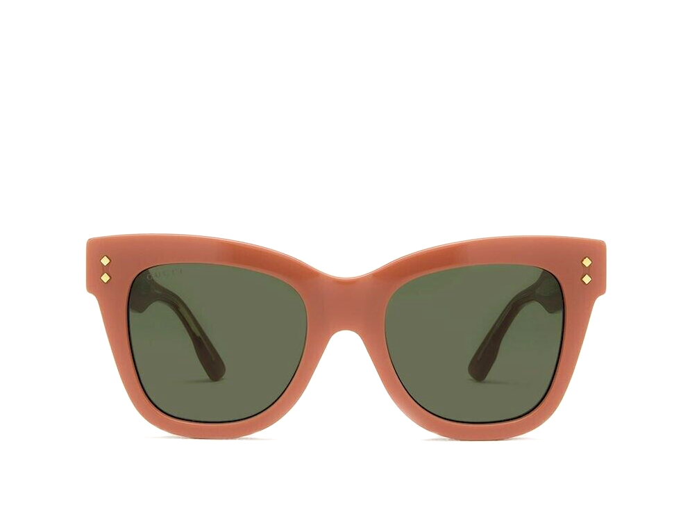 Gucci 1082S 004 Pink Gold / Dark Green Cat Eye Sunglasses NWT GG1082S