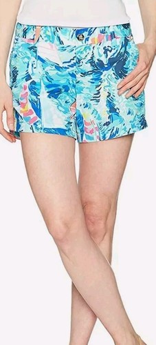 Pantaloncini in twill Lilly Pulitzer Callahan blu scintillante Hey Bay barca a vela taglia 00 XS - Foto 3 di 10