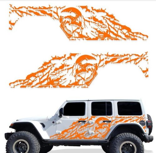 Graphic Nightmare SKull Car Sticker Kit for Jeep Wrangler Side Door Trunk Decals - Picture 6 of 9