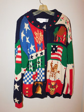 Eagles Eye Knit Sweater Womens L Sweater Patriotic American Flag Sweater, 4/46