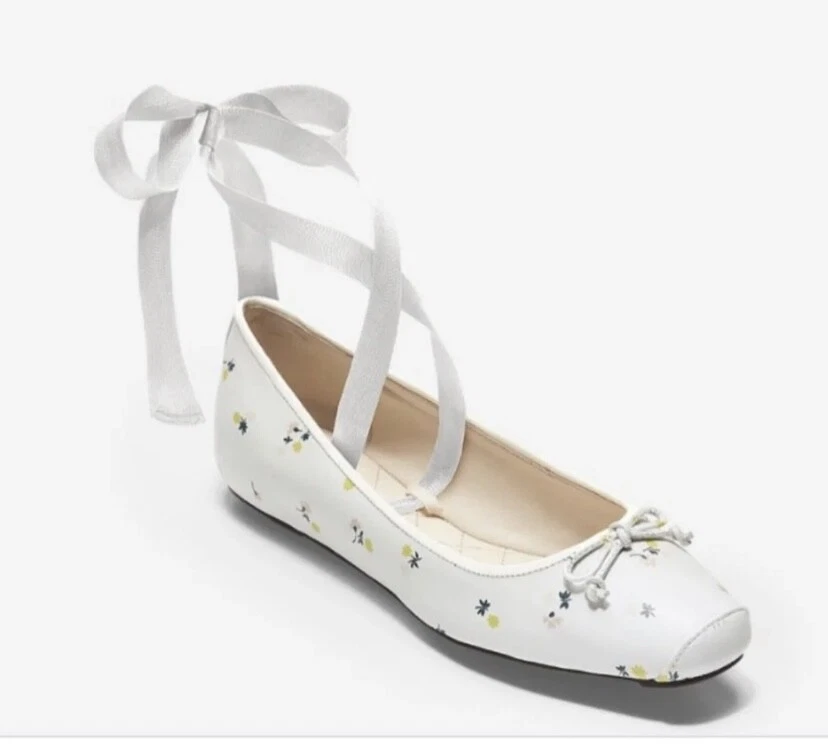 Cole haan Downtown Ballet Estampa Floral Branca Tamanho 11 Médio