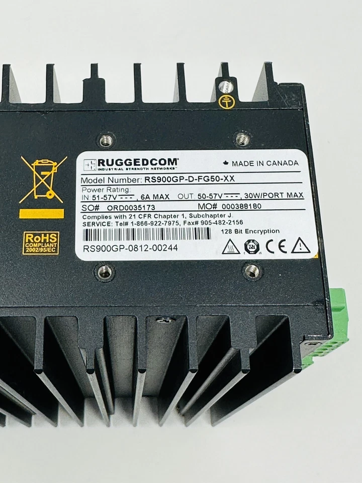 Siemens Ruggedcom RS900GP-D-FG50-XX Hardened Industrial POE Switch Managed RS232 - Image 3 of 4